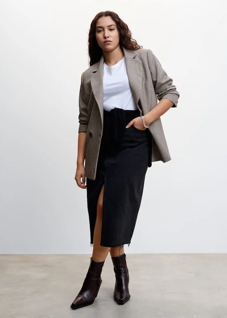 Wrap check suit jacket