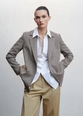 Wrap check suit jacket