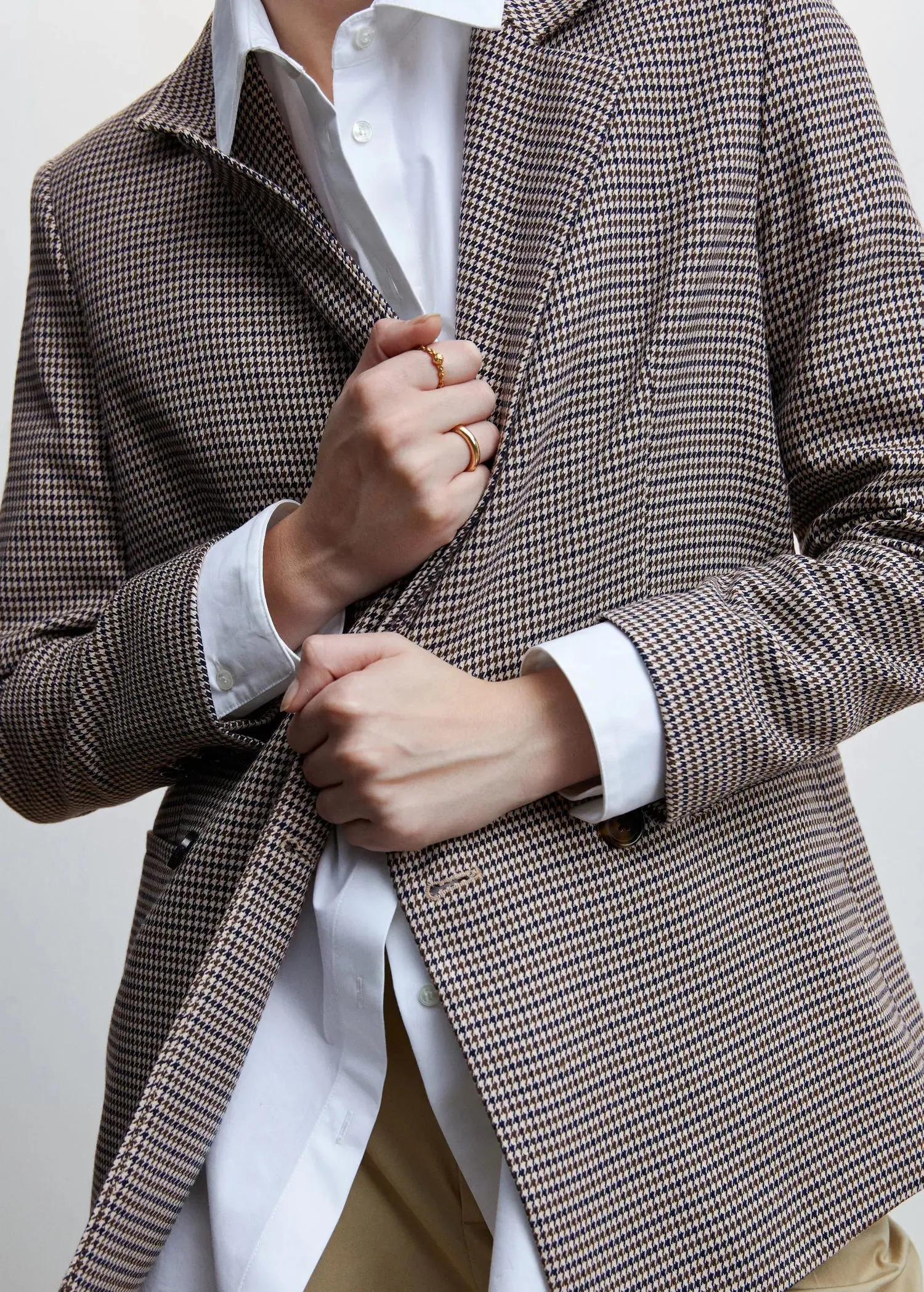 Wrap check suit jacket