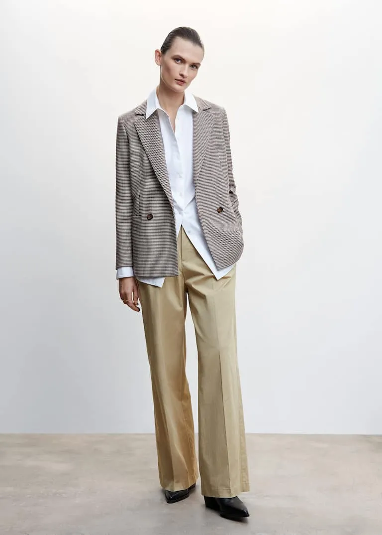 Wrap check suit jacket